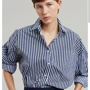 Frankie Shop - Melody Organic Cotton Shirt - Navy Stripe - XS/S